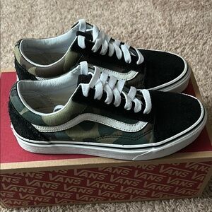 Vans Camo and Black Sneakers